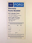 1971 Ford warranty card